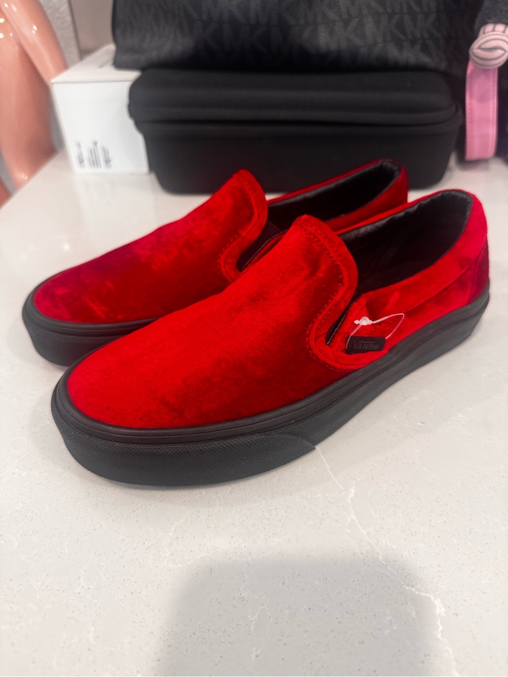 Vans slip Velvet Slip-On Sneakers in Red